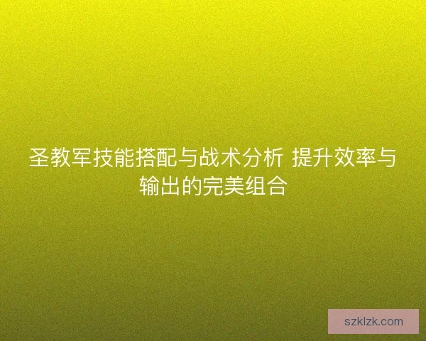 圣教军技能搭配与战术分析 提升效率与输出的完美组合